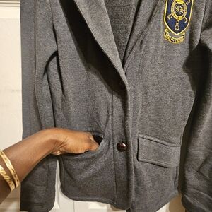Ralph Lauren Gray Blazer with Gold Emblem